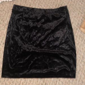Black velvet mini skirt